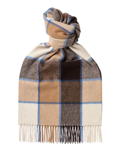 Joshua Ellis Fudge X Chocolate Classic Check Brushed Cashmere Scarf
